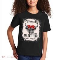 Bleached Highland Cow Apparently I Have An Attitude Who Knew Kids T-Shirt thumb 2