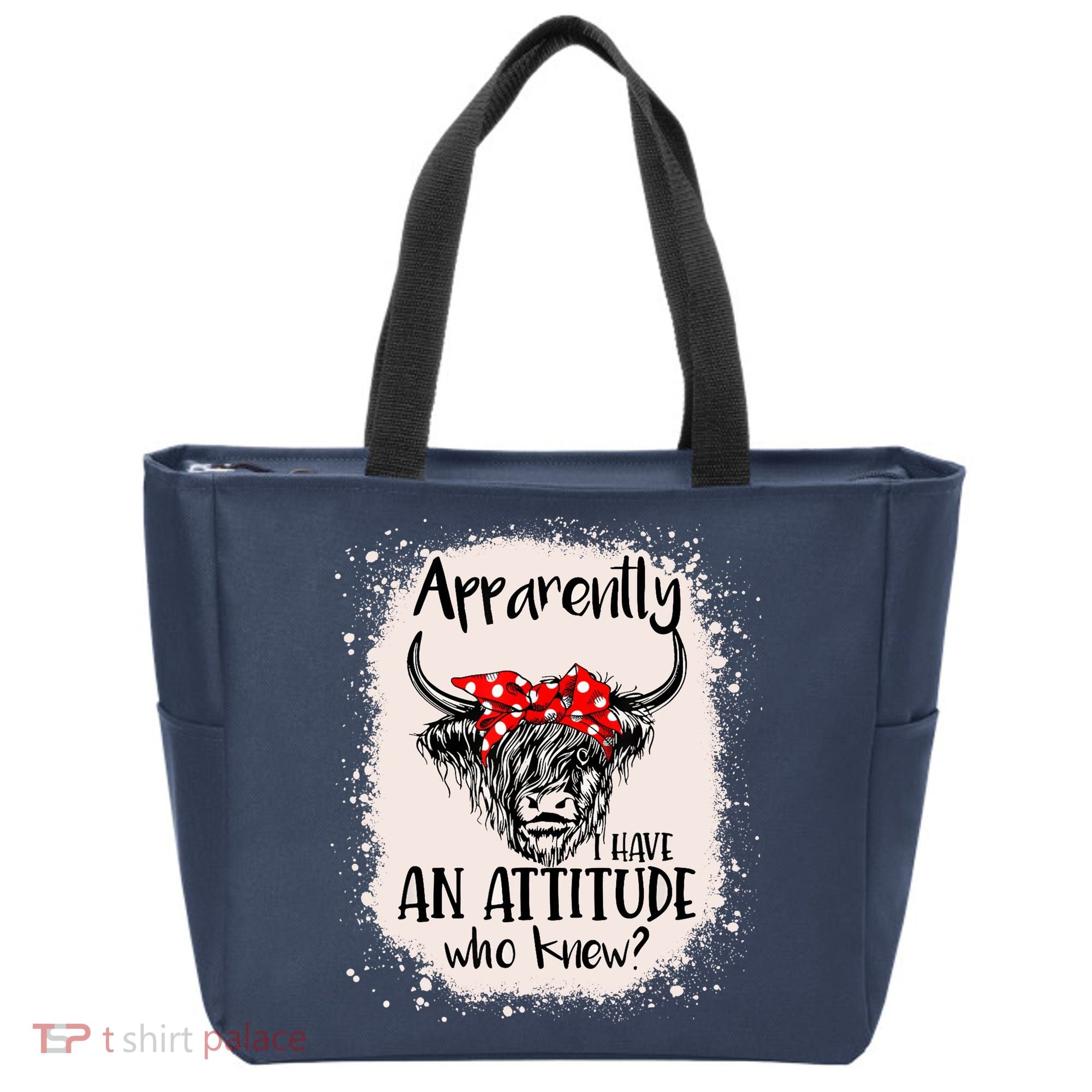 Bleached Highland Cow Apparently I Have An Attitude Who Knew Tote Bag