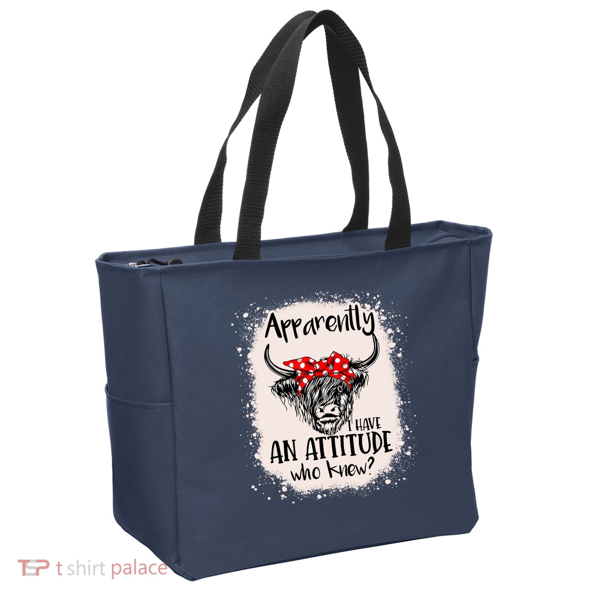 Bleached Highland Cow Apparently I Have An Attitude Who Knew Tote Bag