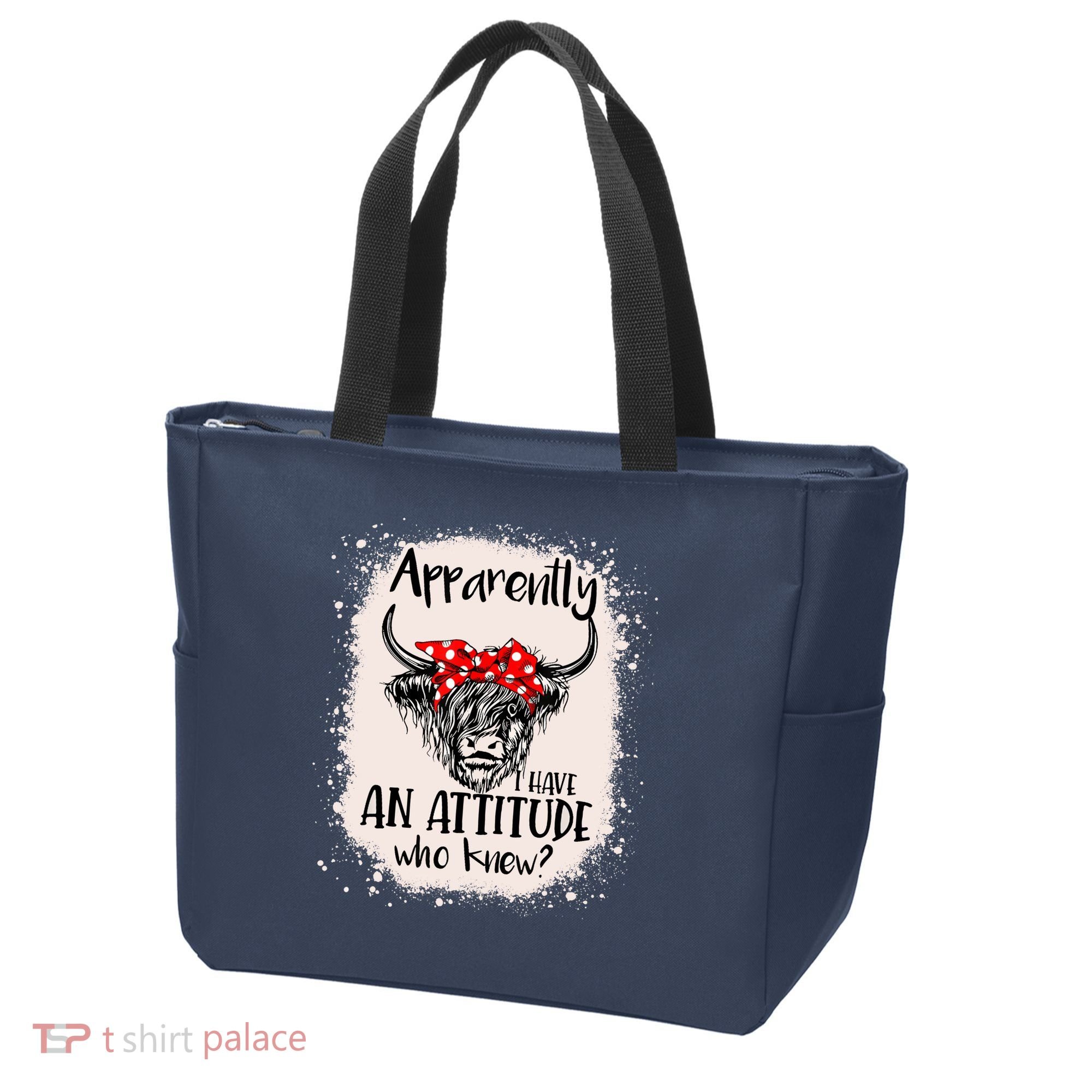 Bleached Highland Cow Apparently I Have An Attitude Who Knew Tote Bag
