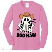 Boo Haw Country Ghost Funny Halloween Kids Long Sleeve Shirt thumb 0