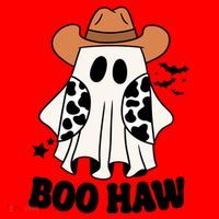 Boo Haw Country Ghost Funny Halloween Santa Hat thumb 1