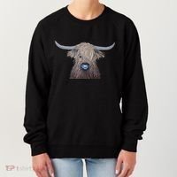Bull Highland Cow Painting Charming Art Women's Sweatshirt thumb 0