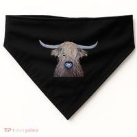 Bull Highland Cow Painting Charming Art USA-Made Doggie Bandana thumb 0