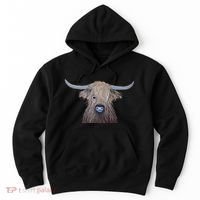 Bull Highland Cow Painting Charming Art Hoodie thumb 0