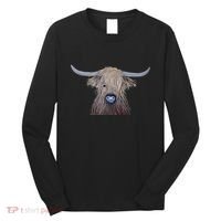Bull Highland Cow Painting Charming Art Long Sleeve Shirt thumb 0