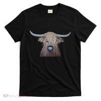 Bull Highland Cow Painting Charming Art T-Shirt thumb 0