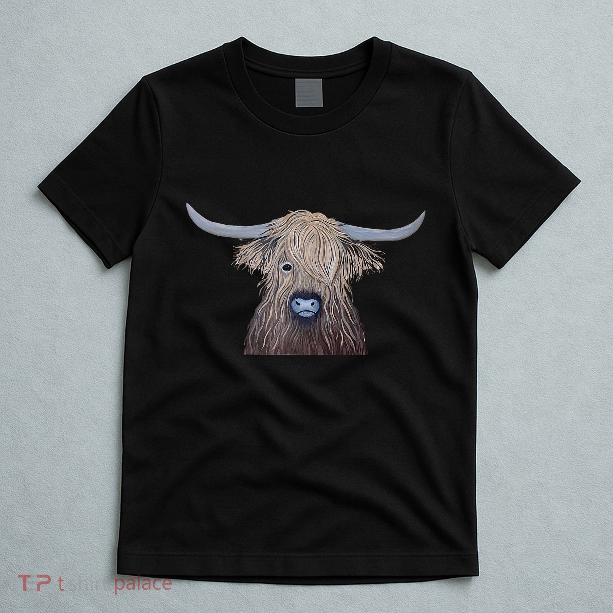 Bull Highland Cow Painting Charming Art T-Shirt