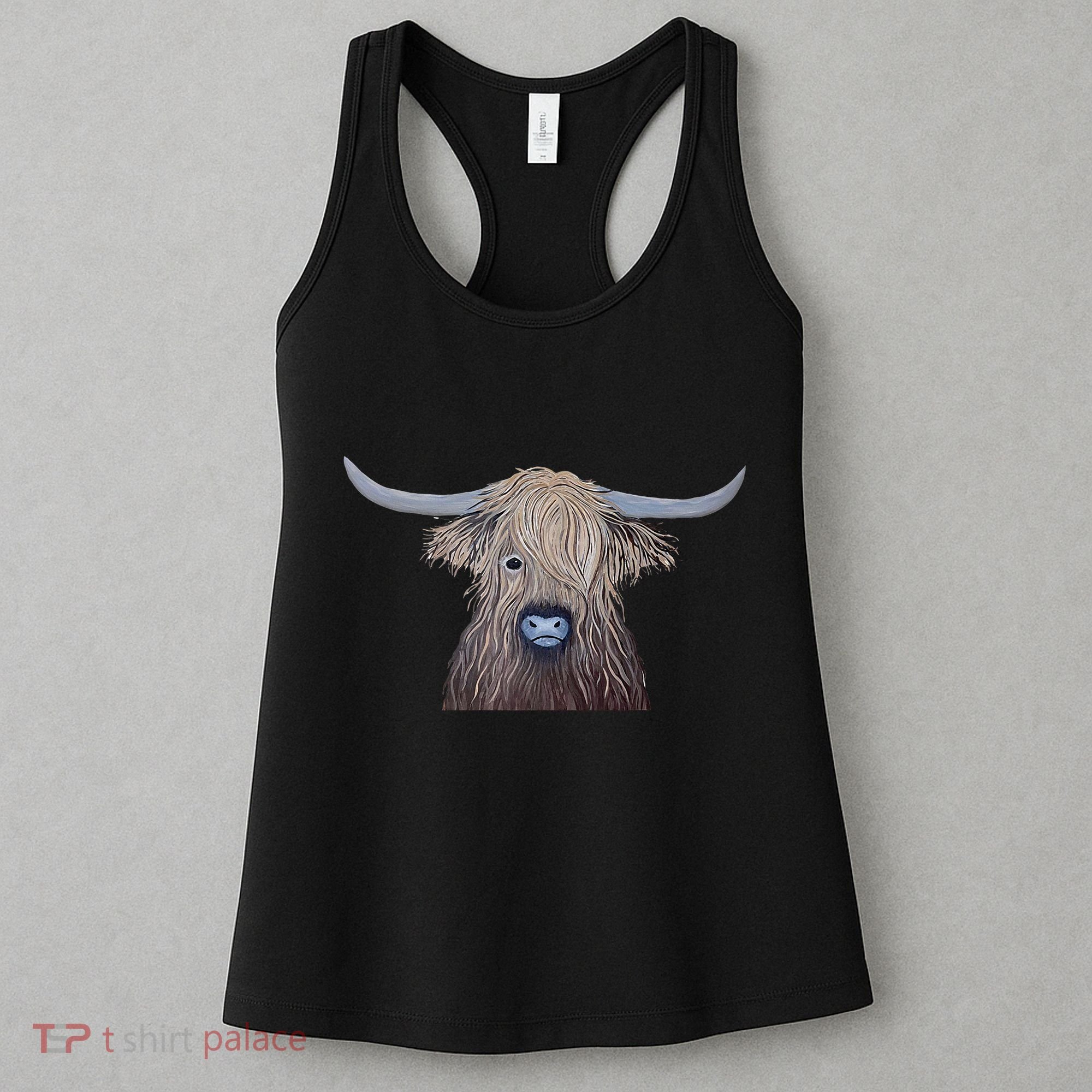 Bull Highland Cow Painting Charming Art Women's Tank Top
