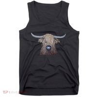 Bull Highland Cow Painting Charming Art Tank Top thumb 0