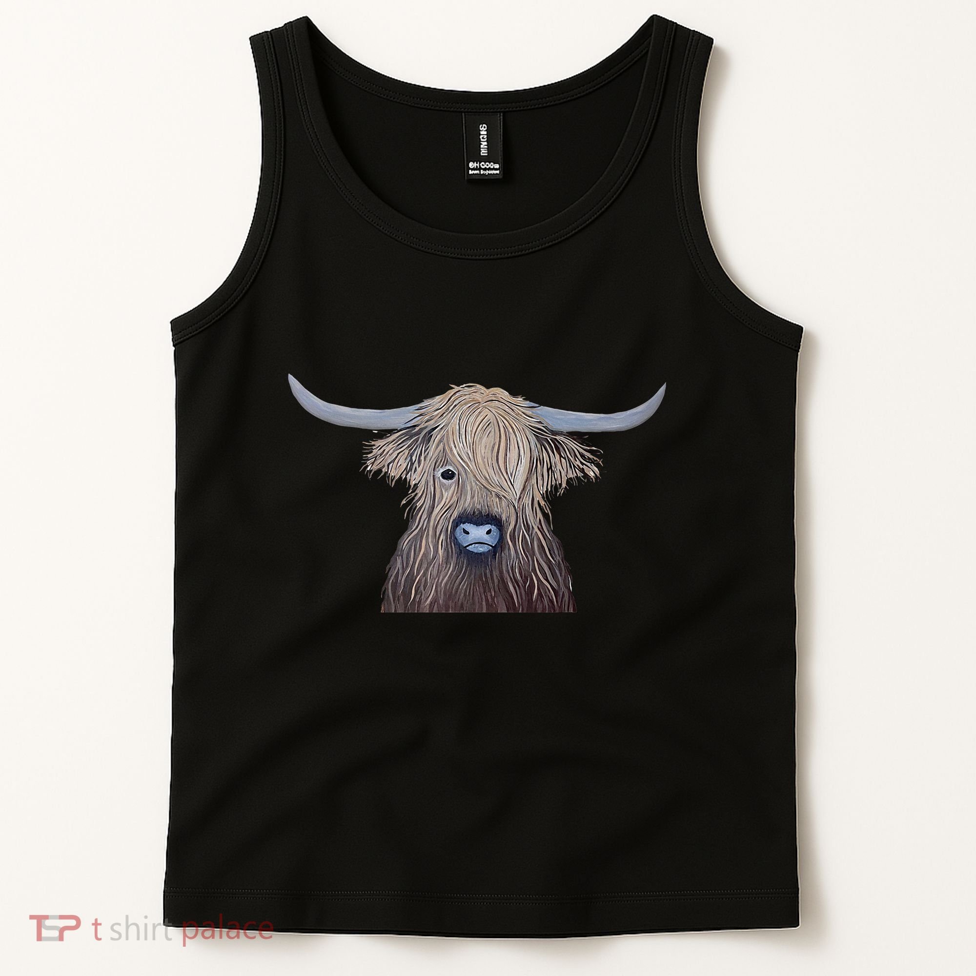 Bull Highland Cow Painting Charming Art Tank Top