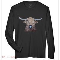 Bull Highland Cow Painting Charming Art Zone Performance Long-Sleeve T-Shirt thumb 0