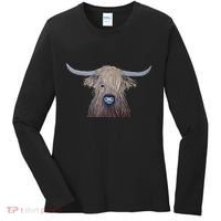 Bull Highland Cow Painting Charming Art Women's Long Sleeve Shirt thumb 0