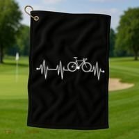 Bicycle Heartbeat Cycling For Cyclist Golf Towel thumb 1