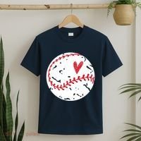 Baseball Heart Cute Vintage Sport T-Shirt thumb 2