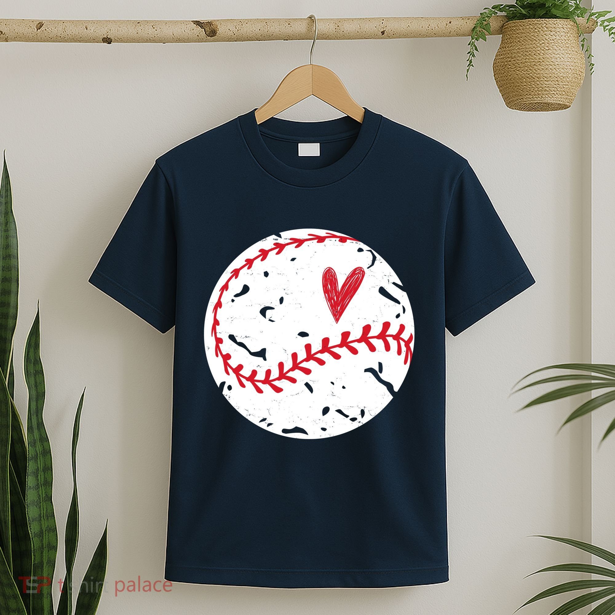 Baseball Heart Cute Vintage Sport T-Shirt