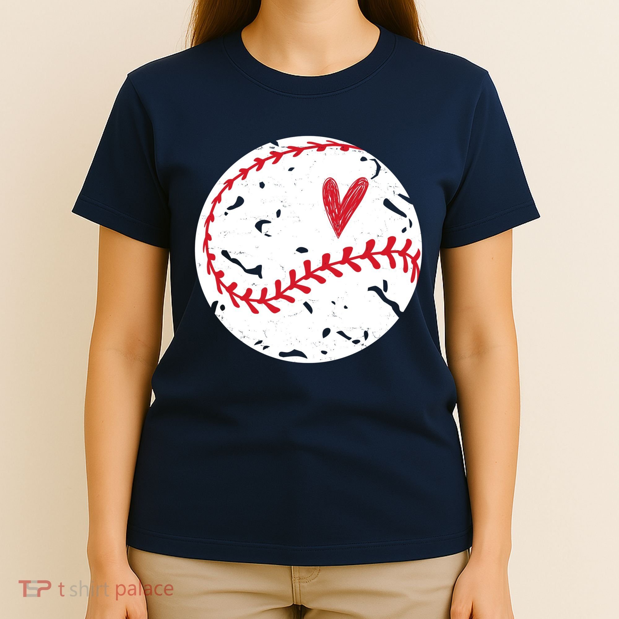 Baseball Heart Cute Vintage Sport T-Shirt