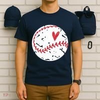 Baseball Heart Cute Vintage Sport T-Shirt thumb 6