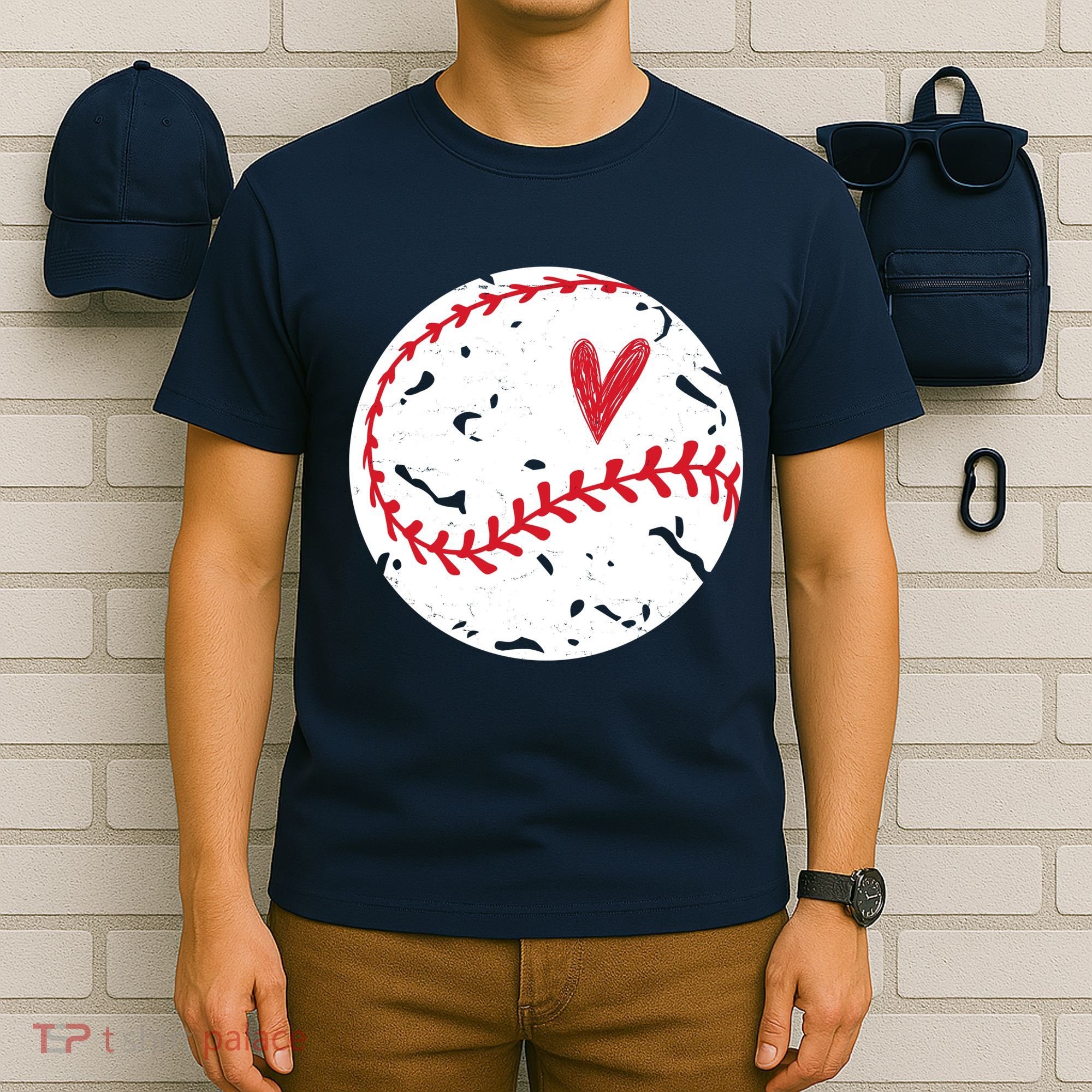 Baseball Heart Cute Vintage Sport T-Shirt