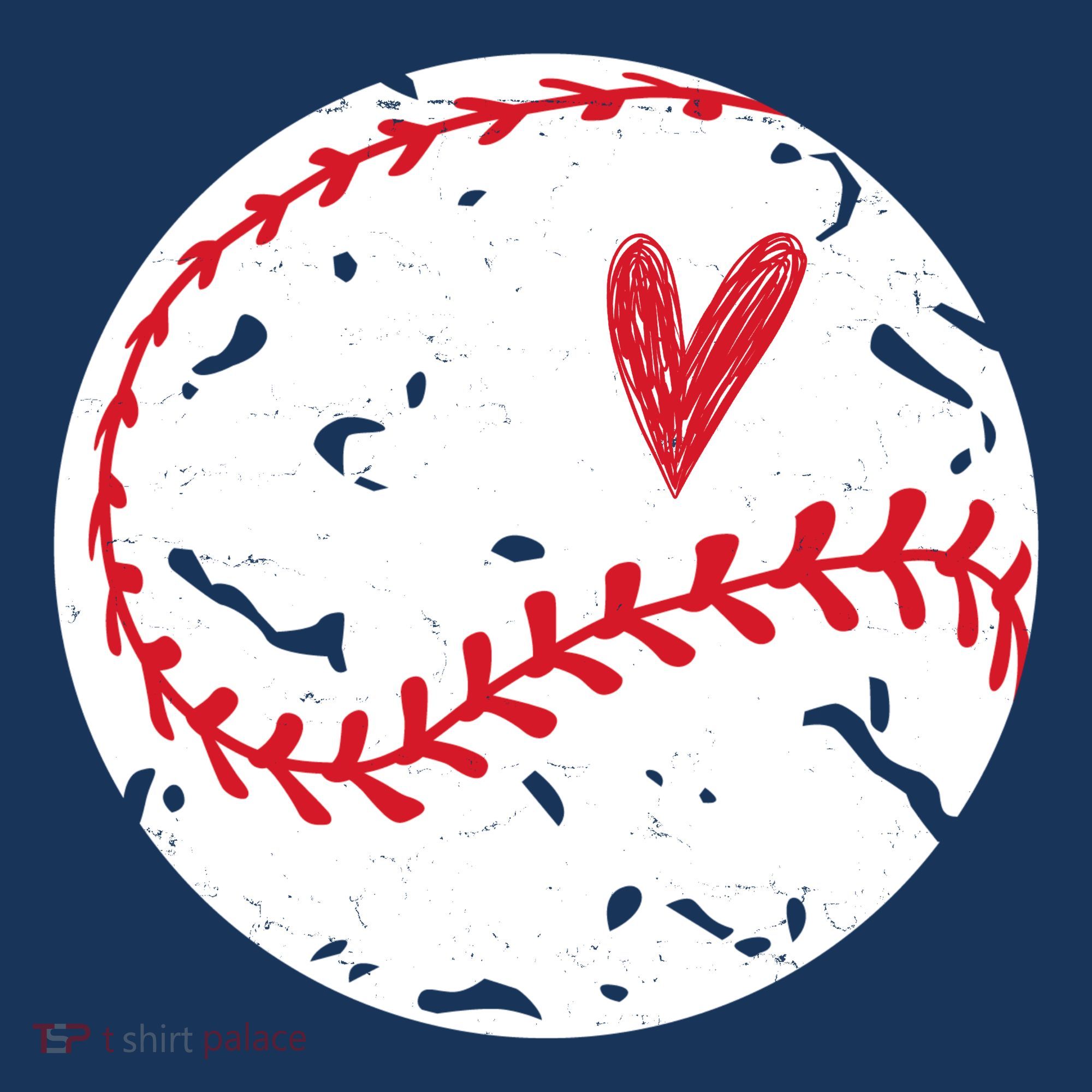 Baseball Heart Cute Vintage Sport T-Shirt