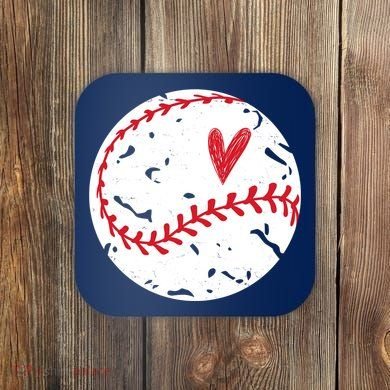 Baseball Heart Cute Vintage Sport Coaster