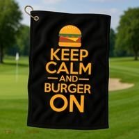 Burger Hamburger Cheeseburger Keep Calm And Burger On Gift Golf Towel thumb 1