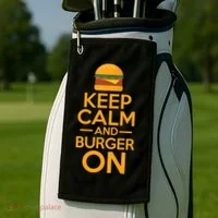 Burger Hamburger Cheeseburger Keep Calm And Burger On Gift Golf Towel thumb 2