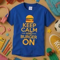 Burger Hamburger Cheeseburger Keep Calm And Burger On Gift Kids T-Shirt thumb 3