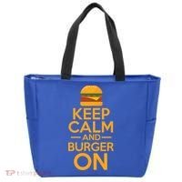 Burger Hamburger Cheeseburger Keep Calm And Burger On Gift Tote Bag thumb 0
