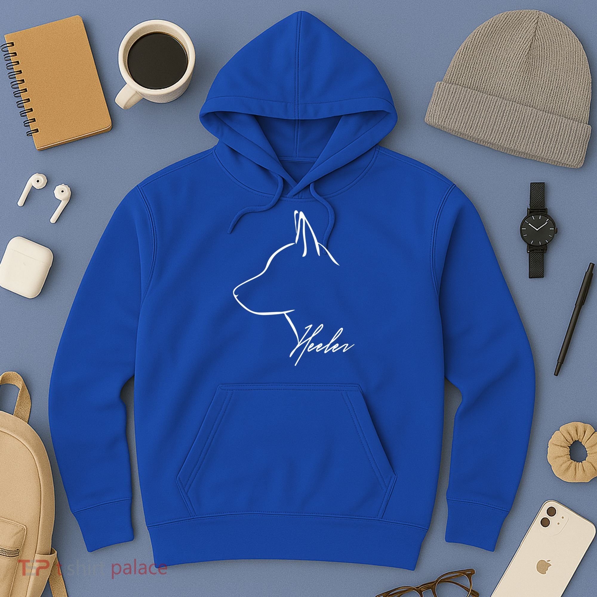 Blue Heeler Cattle Dog Profile Dog Mom Gift Present Cool Gift Hoodie