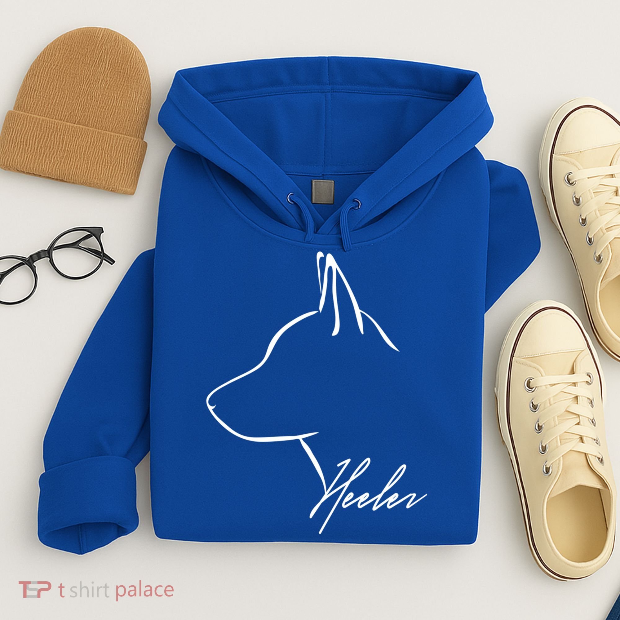 Blue Heeler Cattle Dog Profile Dog Mom Gift Present Cool Gift Hoodie