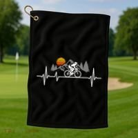 Bicycle Heartbeat Cycling Cyclist Golf Towel thumb 1