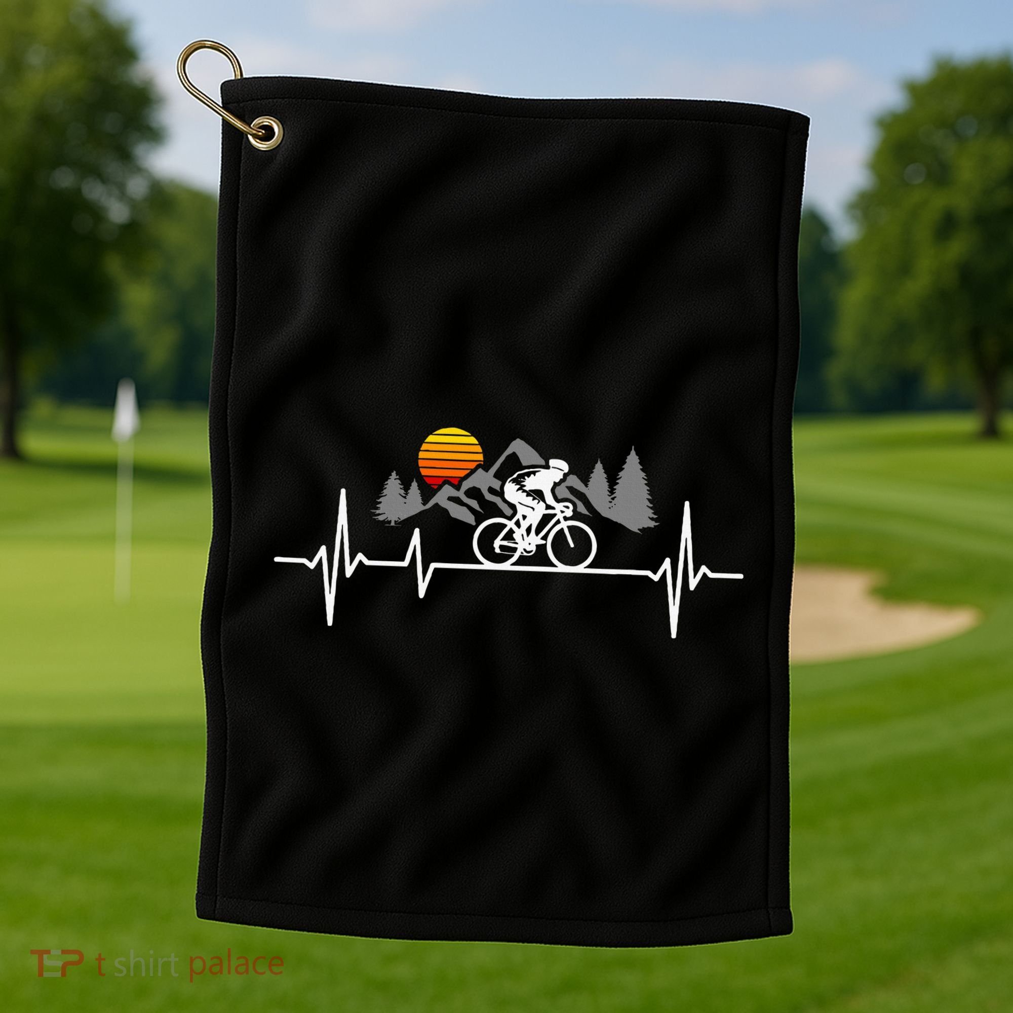 Bicycle Heartbeat Cycling Cyclist Golf Towel