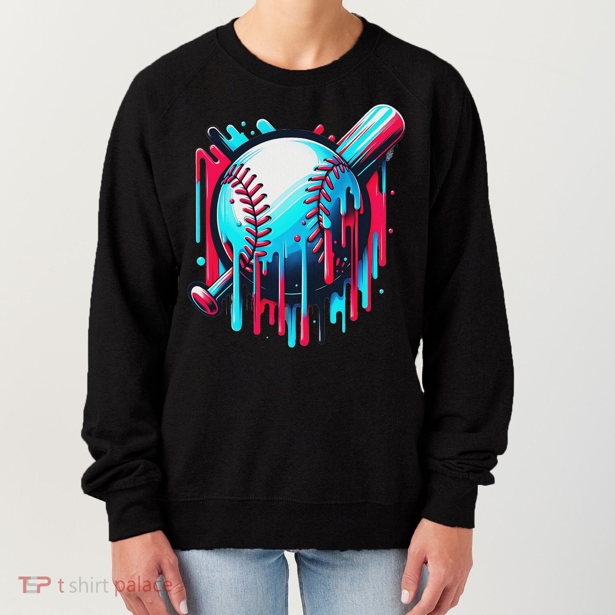 Baseball Homeplate Drip Ice Cream Sprinkles Dripping Candy Women's Sweatshirt