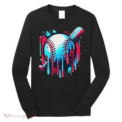 Baseball Homeplate Drip Ice Cream Sprinkles Dripping Candy Long Sleeve Shirt
