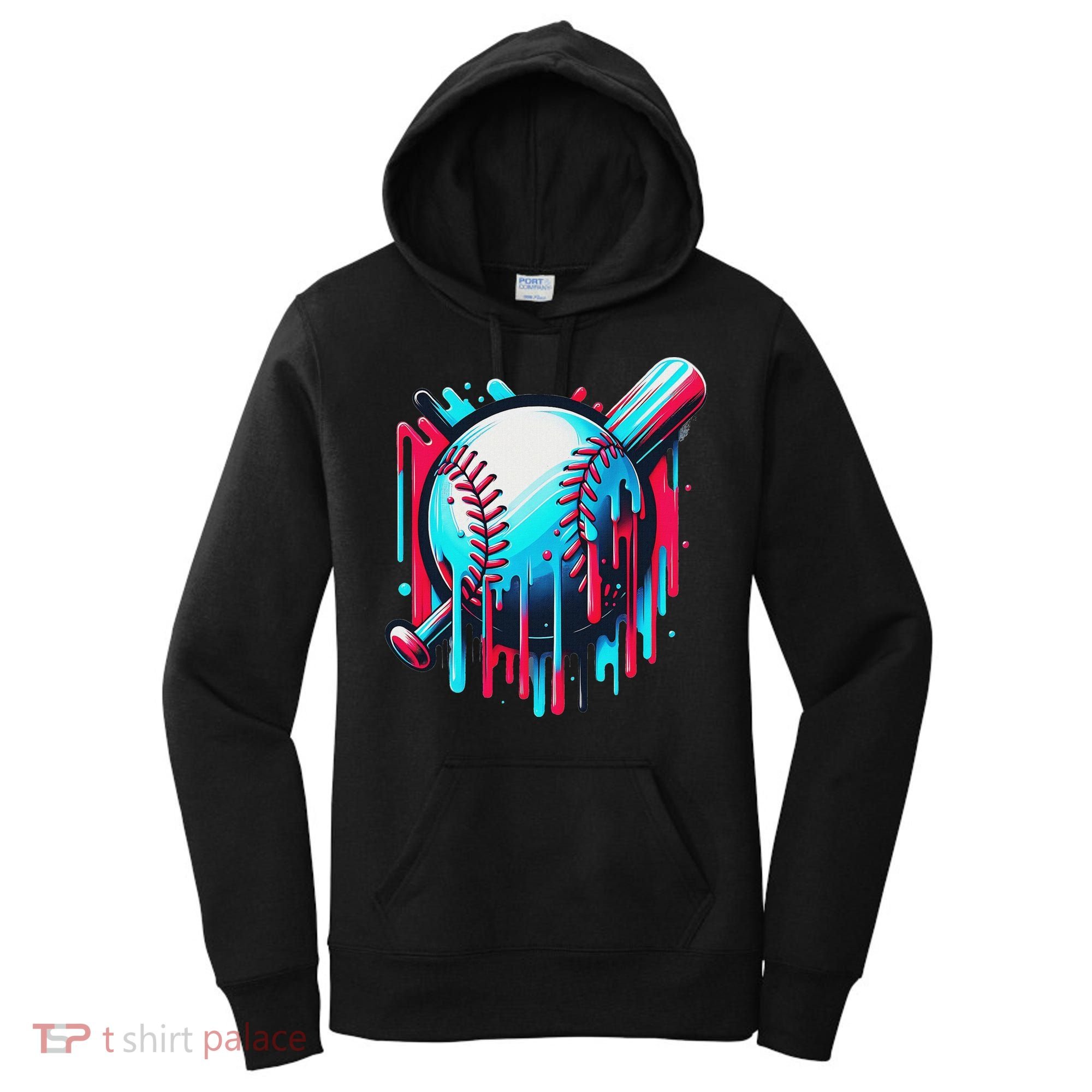 Baseball Homeplate Drip Ice Cream Sprinkles Dripping Candy Women's Hoodie