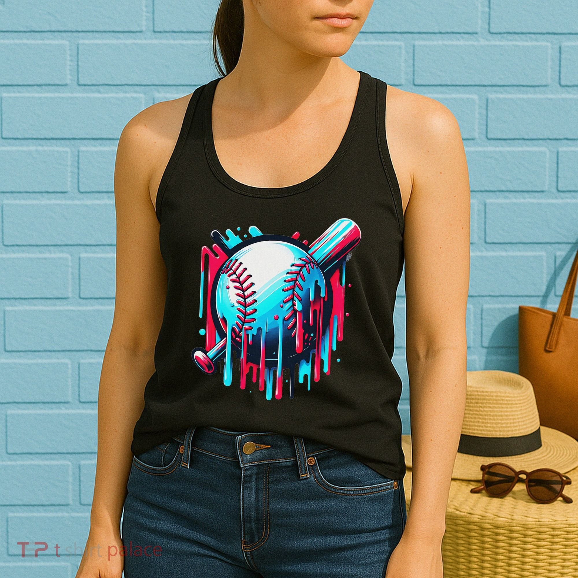 Baseball Homeplate Drip Ice Cream Sprinkles Dripping Candy Women's Tank Top