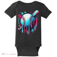 Baseball Homeplate Drip Ice Cream Sprinkles Dripping Candy Baby Bodysuit thumb 0