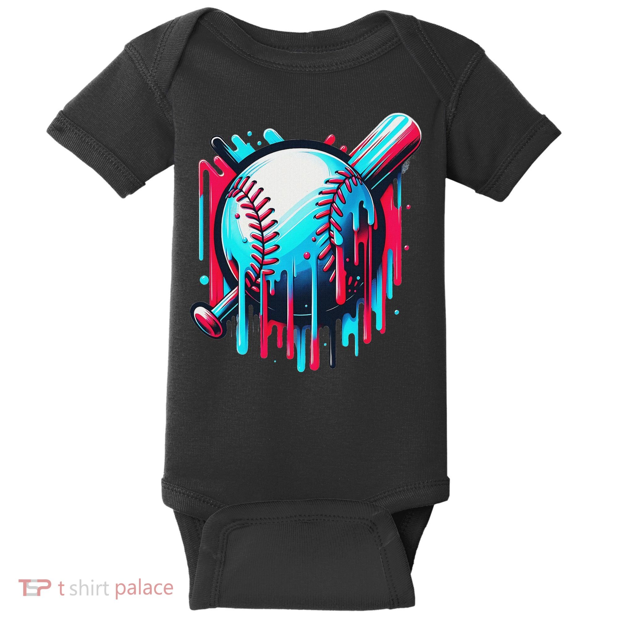 Baseball Homeplate Drip Ice Cream Sprinkles Dripping Candy Baby Bodysuit