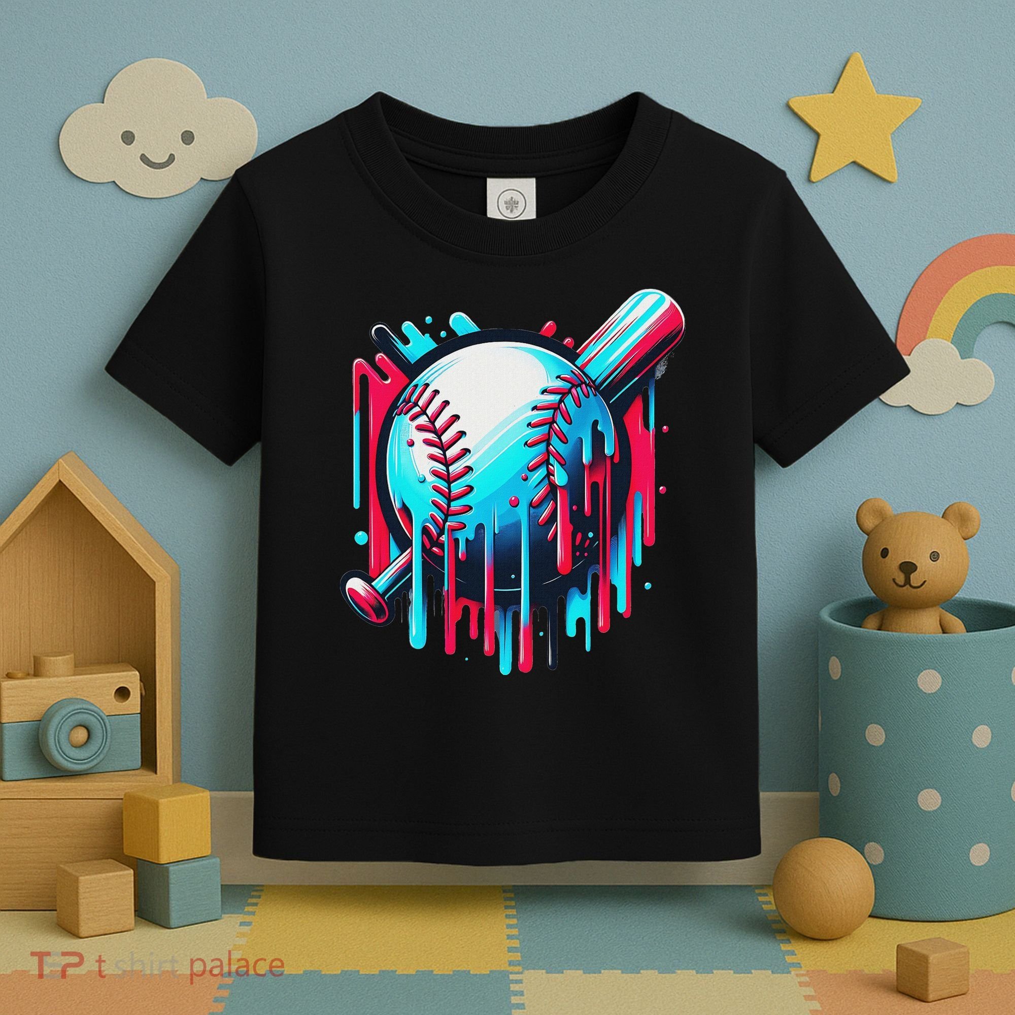 Baseball Homeplate Drip Ice Cream Sprinkles Dripping Candy Toddler T-Shirt