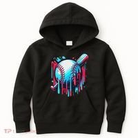 Baseball Homeplate Drip Ice Cream Sprinkles Dripping Candy Kids Hoodie thumb 0