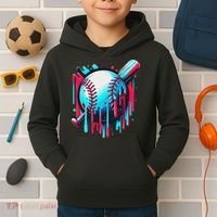 Baseball Homeplate Drip Ice Cream Sprinkles Dripping Candy Kids Hoodie thumb 2