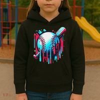 Baseball Homeplate Drip Ice Cream Sprinkles Dripping Candy Kids Hoodie thumb 3