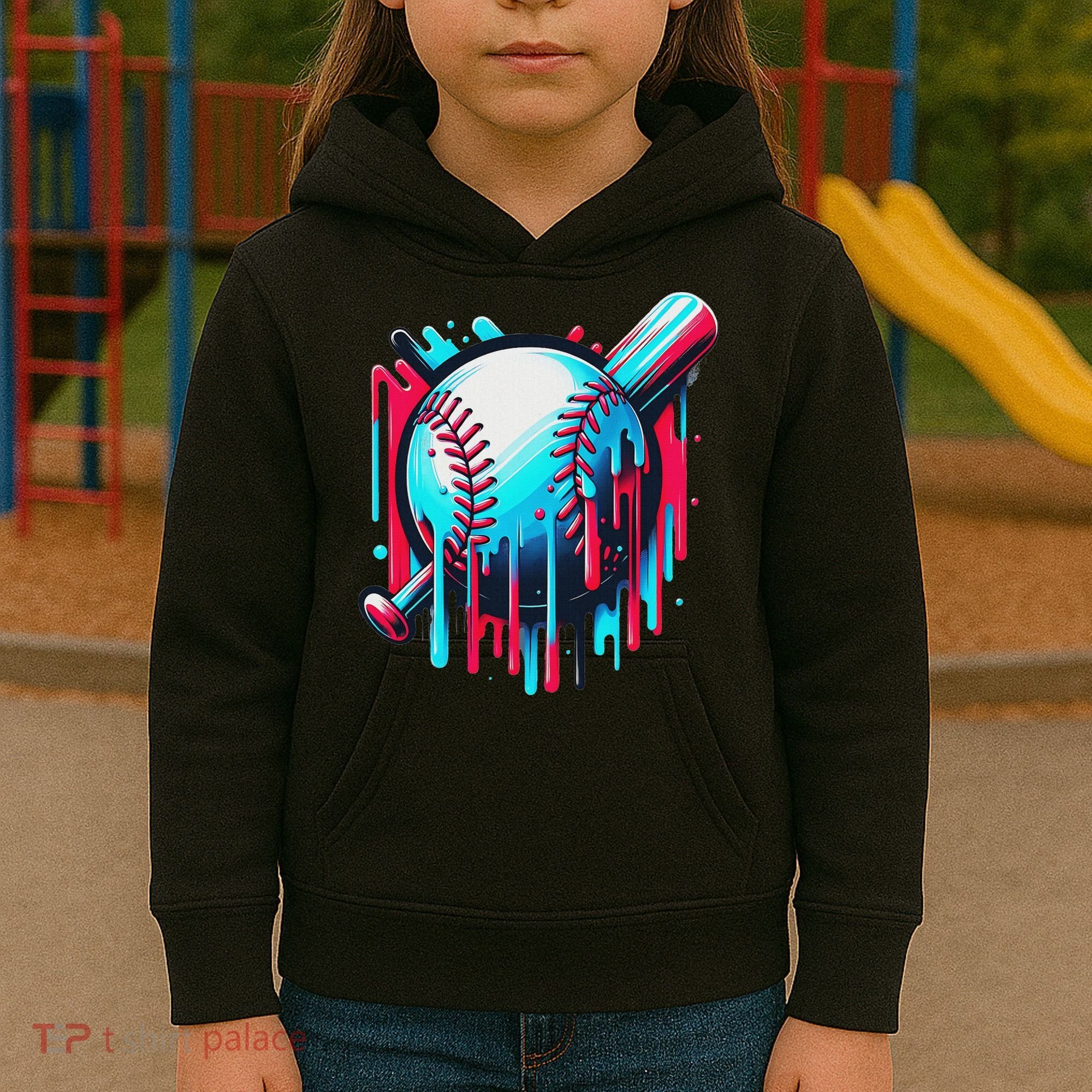 Baseball Homeplate Drip Ice Cream Sprinkles Dripping Candy Kids Hoodie