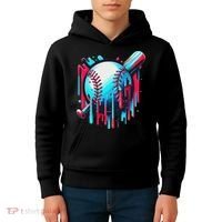 Baseball Homeplate Drip Ice Cream Sprinkles Dripping Candy Kids Hoodie thumb 4