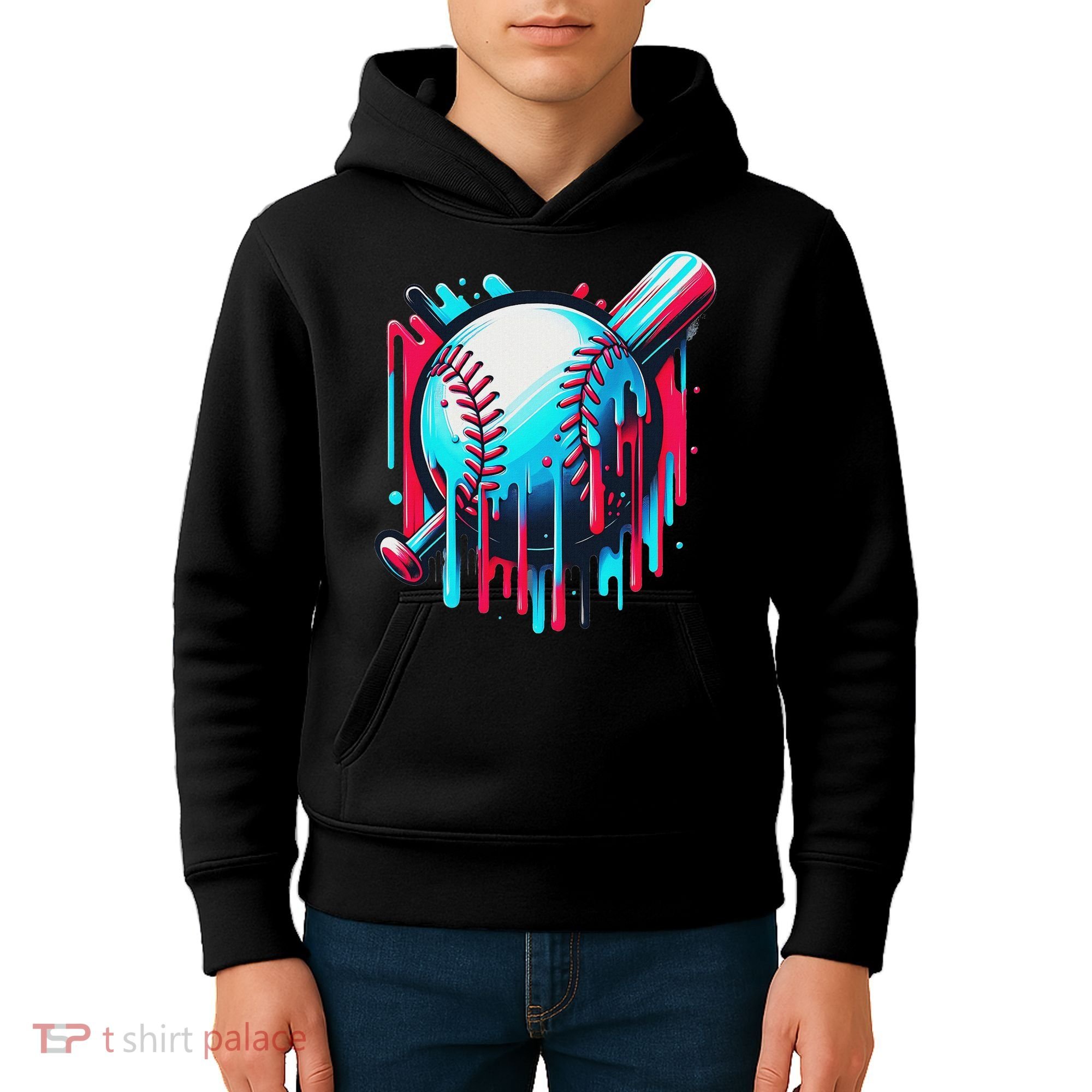 Baseball Homeplate Drip Ice Cream Sprinkles Dripping Candy Kids Hoodie