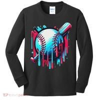 Baseball Homeplate Drip Ice Cream Sprinkles Dripping Candy Kids Long Sleeve Shirt thumb 0