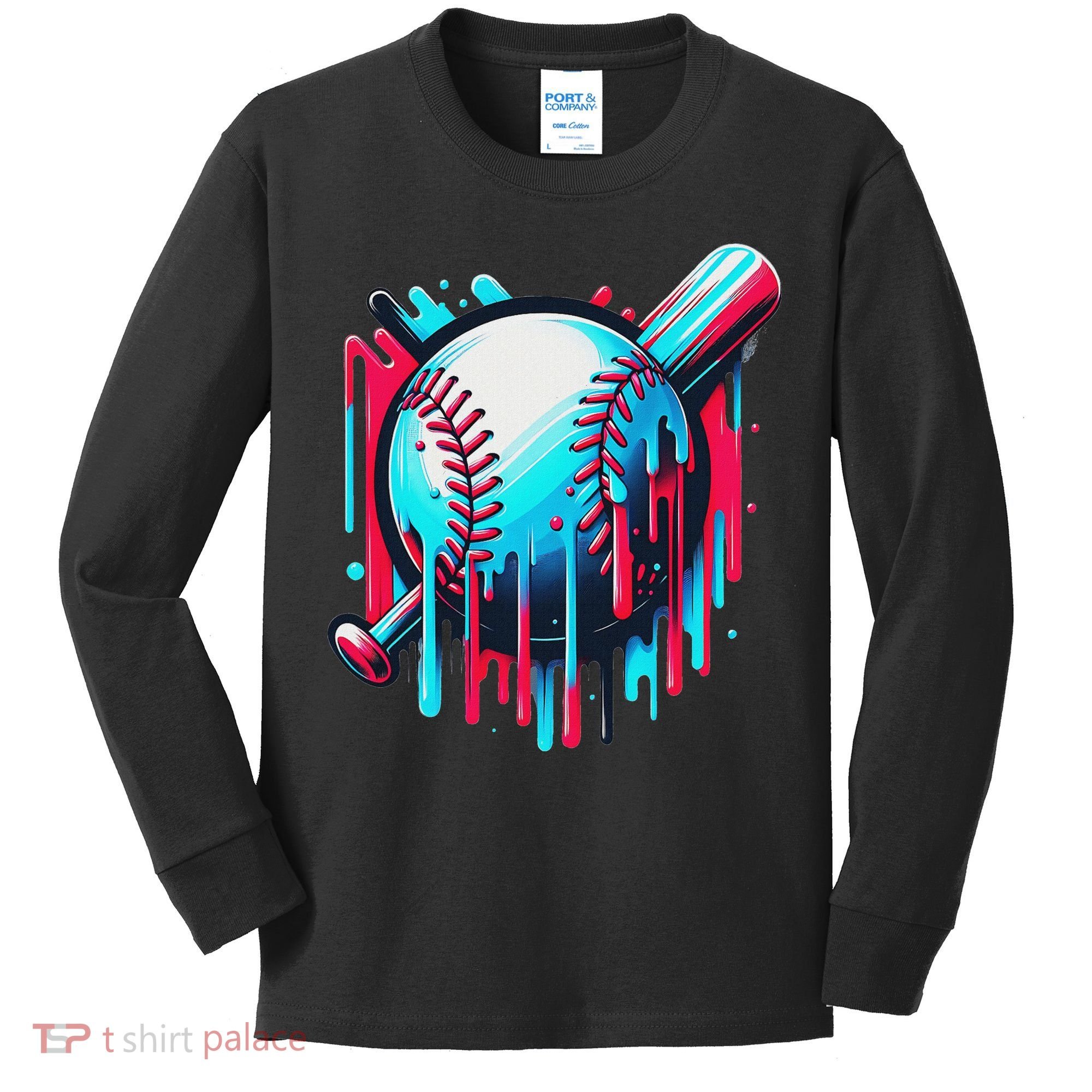Baseball Homeplate Drip Ice Cream Sprinkles Dripping Candy Kids Long Sleeve Shirt