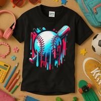 Baseball Homeplate Drip Ice Cream Sprinkles Dripping Candy Kids T-Shirt thumb 3