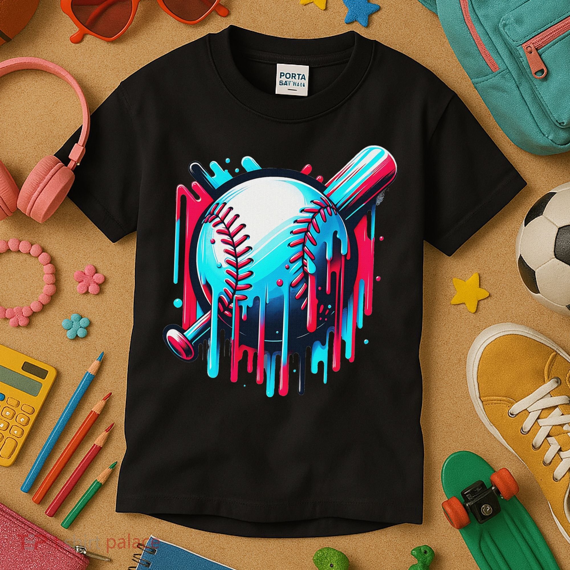 Baseball Homeplate Drip Ice Cream Sprinkles Dripping Candy Kids T-Shirt